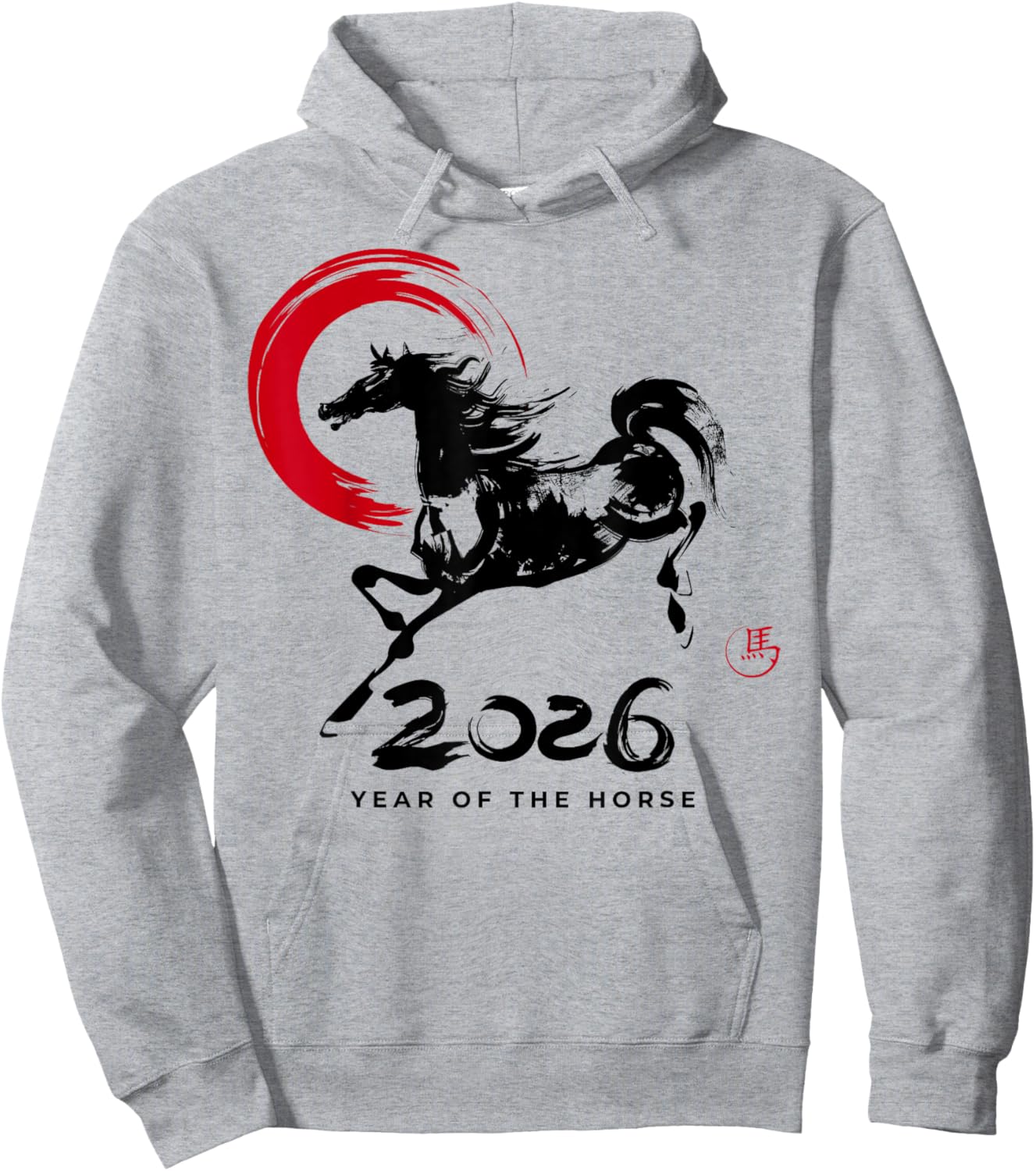 Chinese New Year 2026 Year of The Horse Happy Lunar New Year Hoodie - Hoodie | Ash
