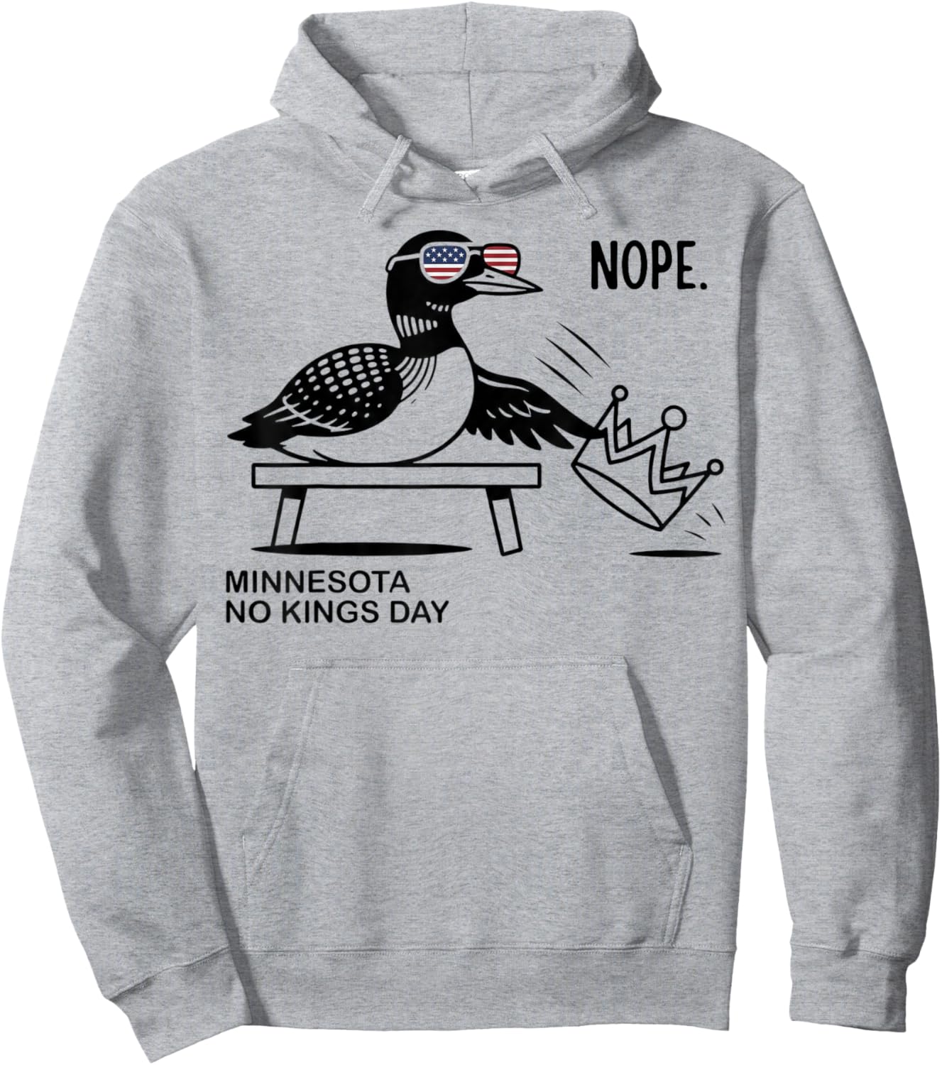 Minnesota No Kings Day Common Loon State Bird Crown Protest Hoodie - Hoodie | Ash