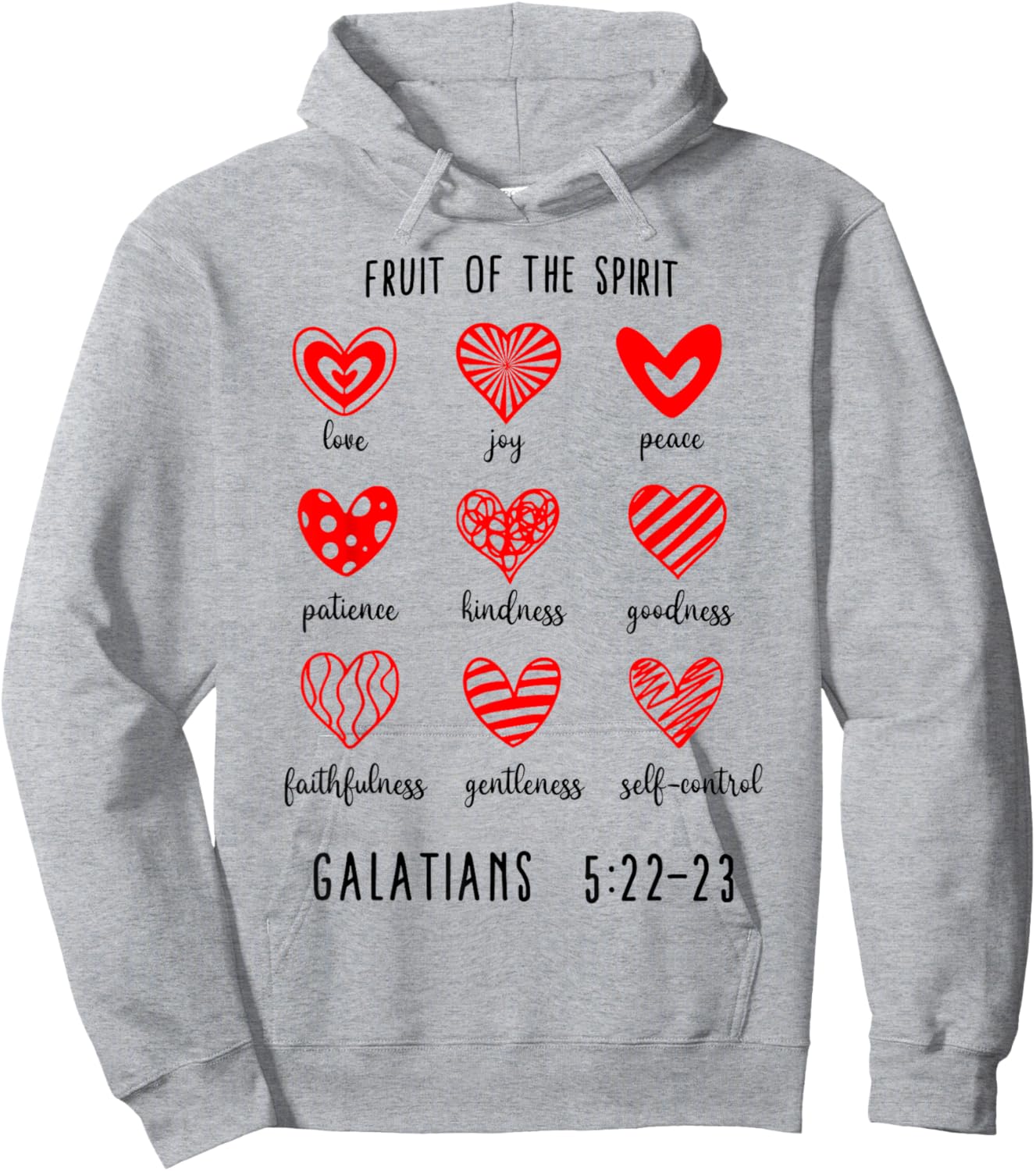 Fruit of The Spirit Christian Hearts Galatians 5:22-23 Hoodie - Hoodie | Ash
