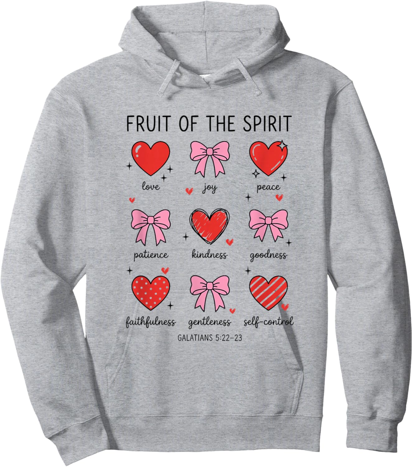 Fruit of The Spirit Christian Valentines Hearts Galatians Hoodie - Hoodie | Ash