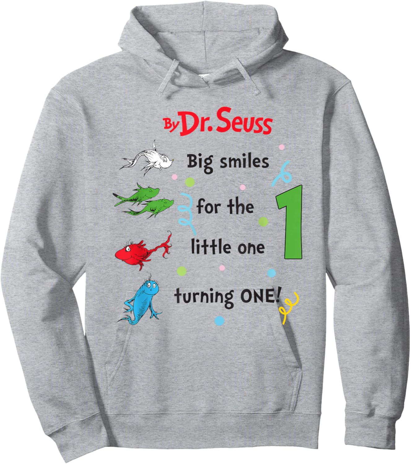 Dr. Seuss 1 Fish 2 Fish Birthday Officially Licensed Hoodie - Hoodie | Ash