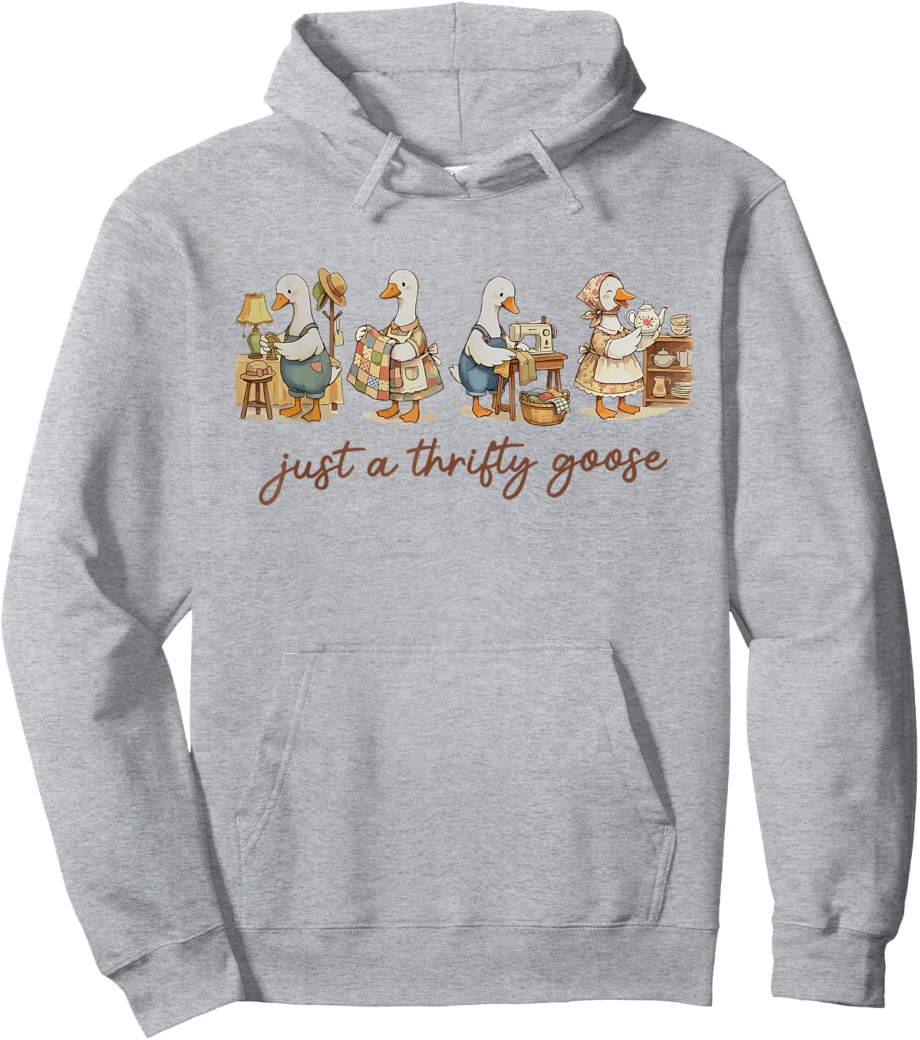 Funny Silly Thrifting Cute Just A Thrifty Goose Grandma Core Hoodie - Hoodie | Ash