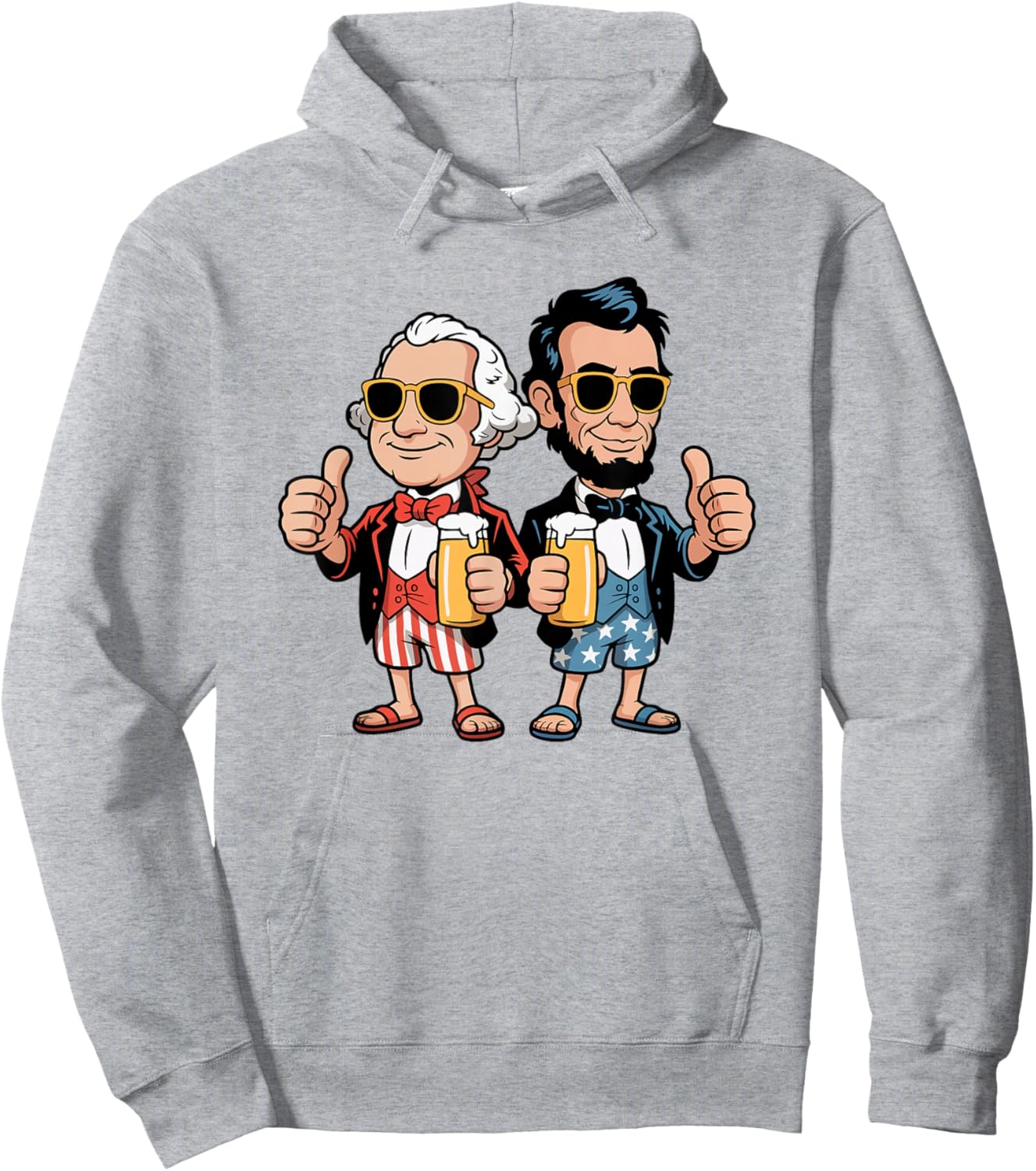Funny President's Day Lincoln Washington Patriotic Drinking Hoodie - Hoodie | Ash