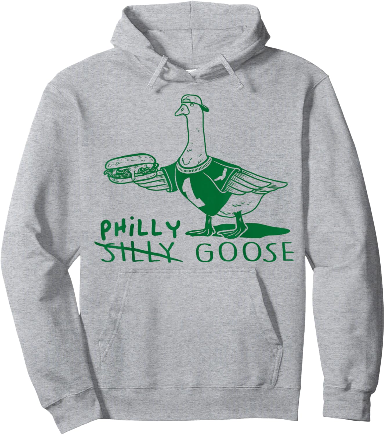 Philly Goose Funny Cheesesteak Silly Animal Pun Hoodie - Hoodie | Ash