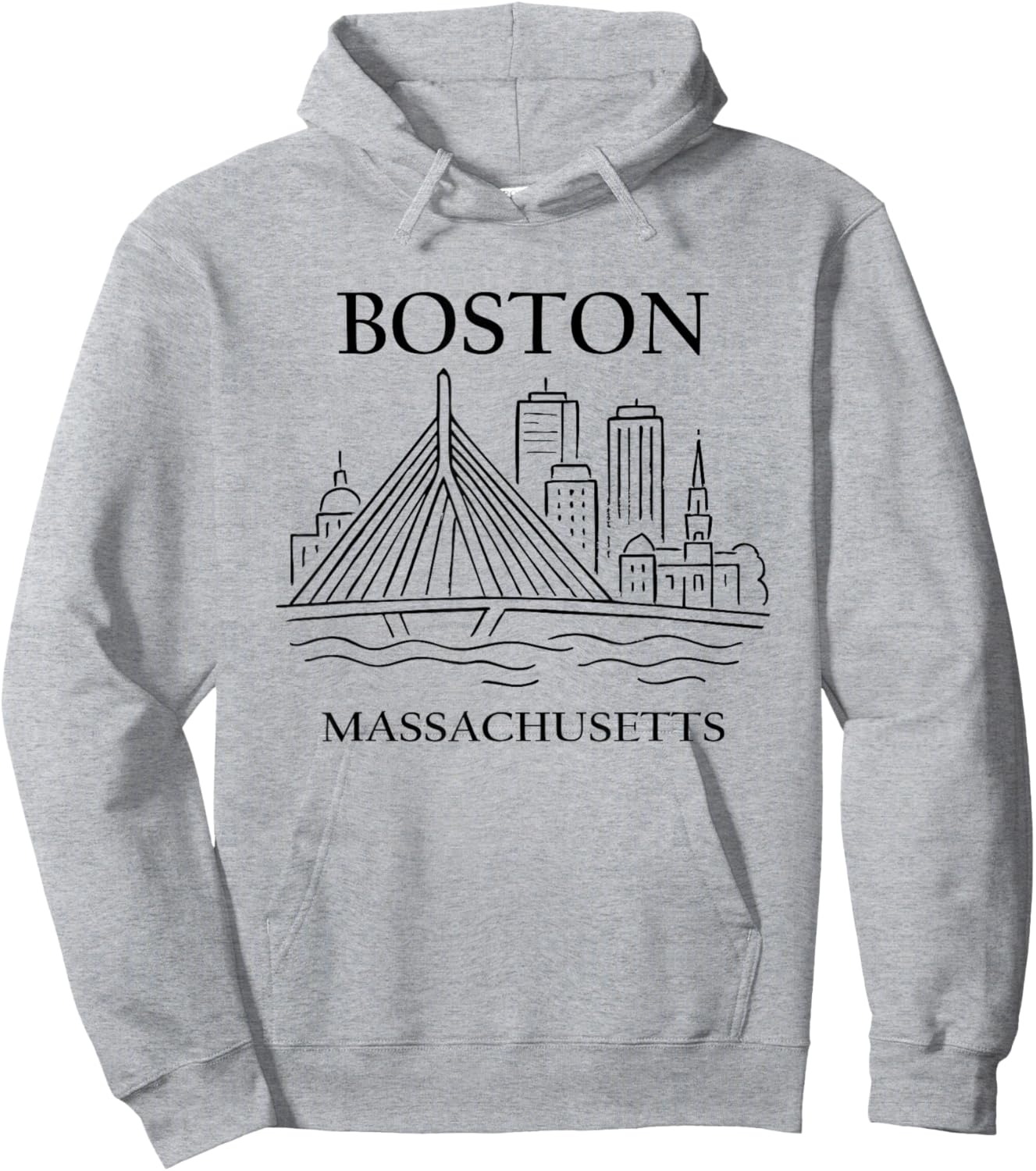Boston United States Minimalist City Travel Souvenir Hoodie - Hoodie | Ash