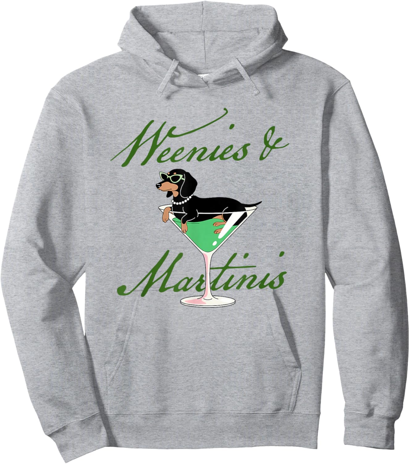 Weenies & Martinis Dachshund Lover Martini Cocktail Drinking Hoodie - Hoodie | Ash
