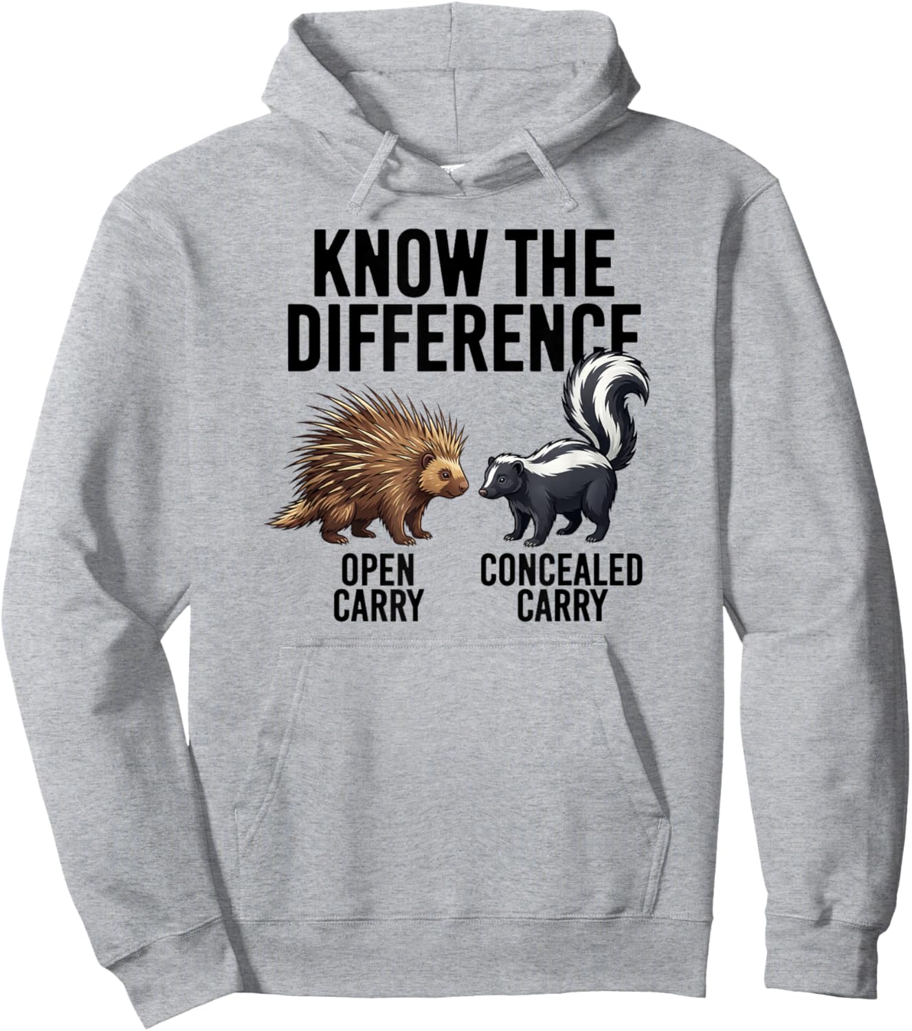 Know The Difference Open vs. Concealed Carry Porcupine Skunk Hoodie - Hoodie | Ash