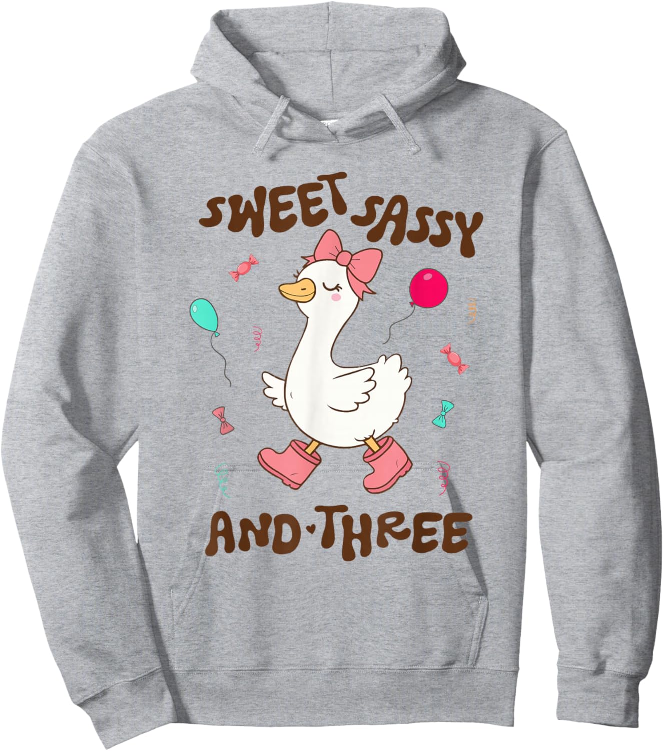 Sweet Sassy and Three Silly Goose 3rd Birthday Party Cute Hoodie - Hoodie | Ash