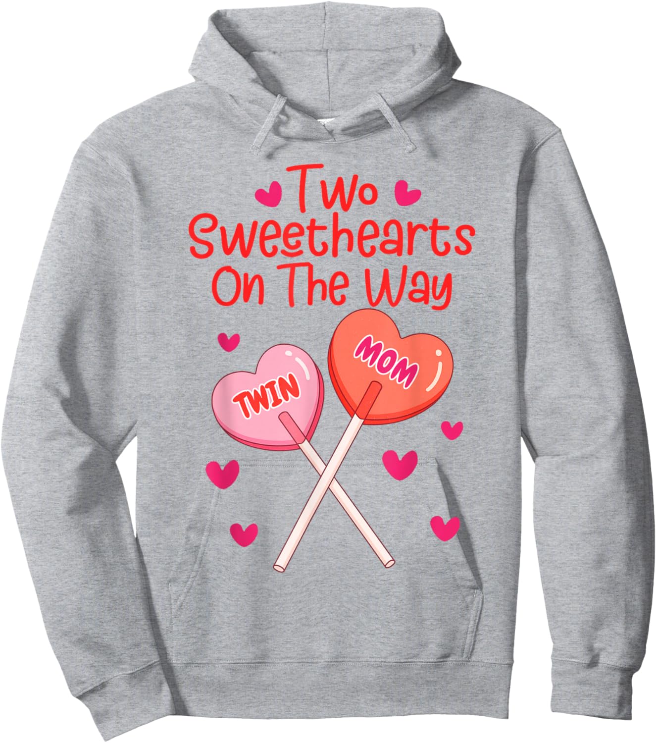 Valentines Pregnancy Twin Mom Two Sweethearts On The Way Hoodie - Hoodie | Ash