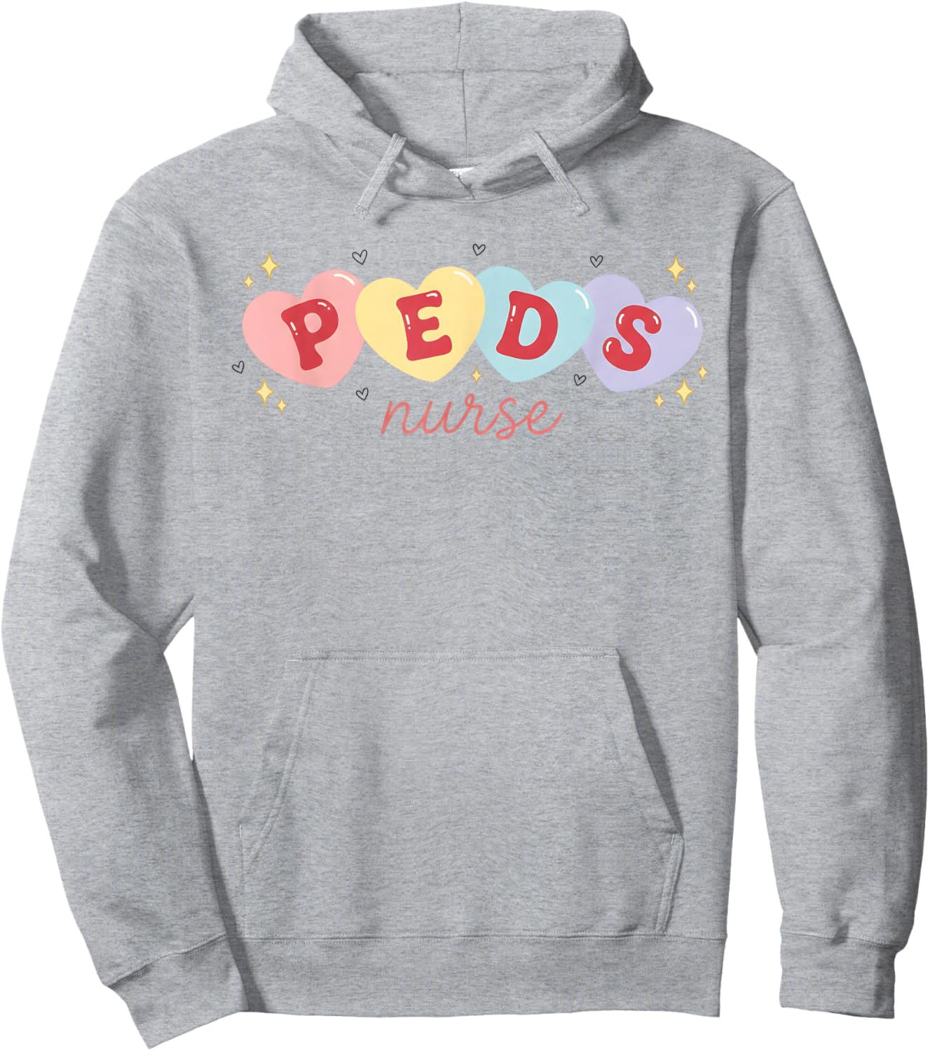Valentine PEDS Nurse Valentines Day Pediatric Nurse Hoodie - Hoodie | Ash