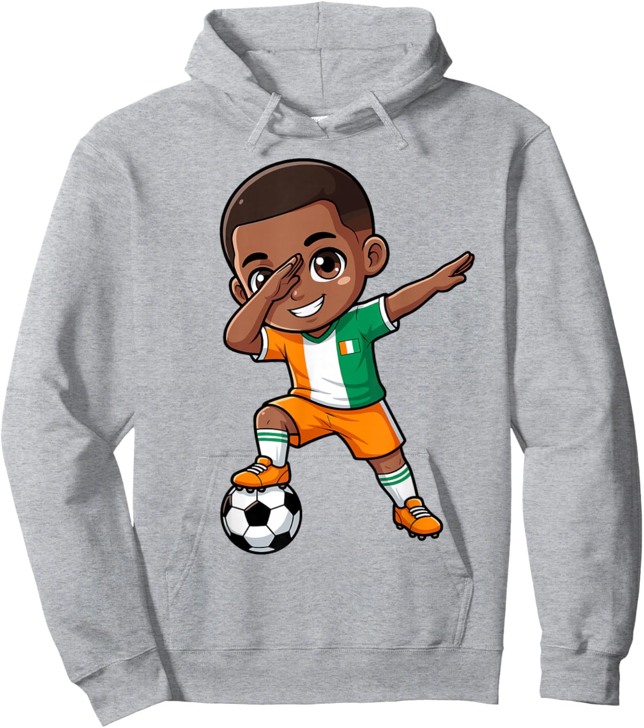 Ivory Coast Kid Goal Cartoon Côte D'Ivoire Flag for Kids Hoodie - Hoodie | Ash