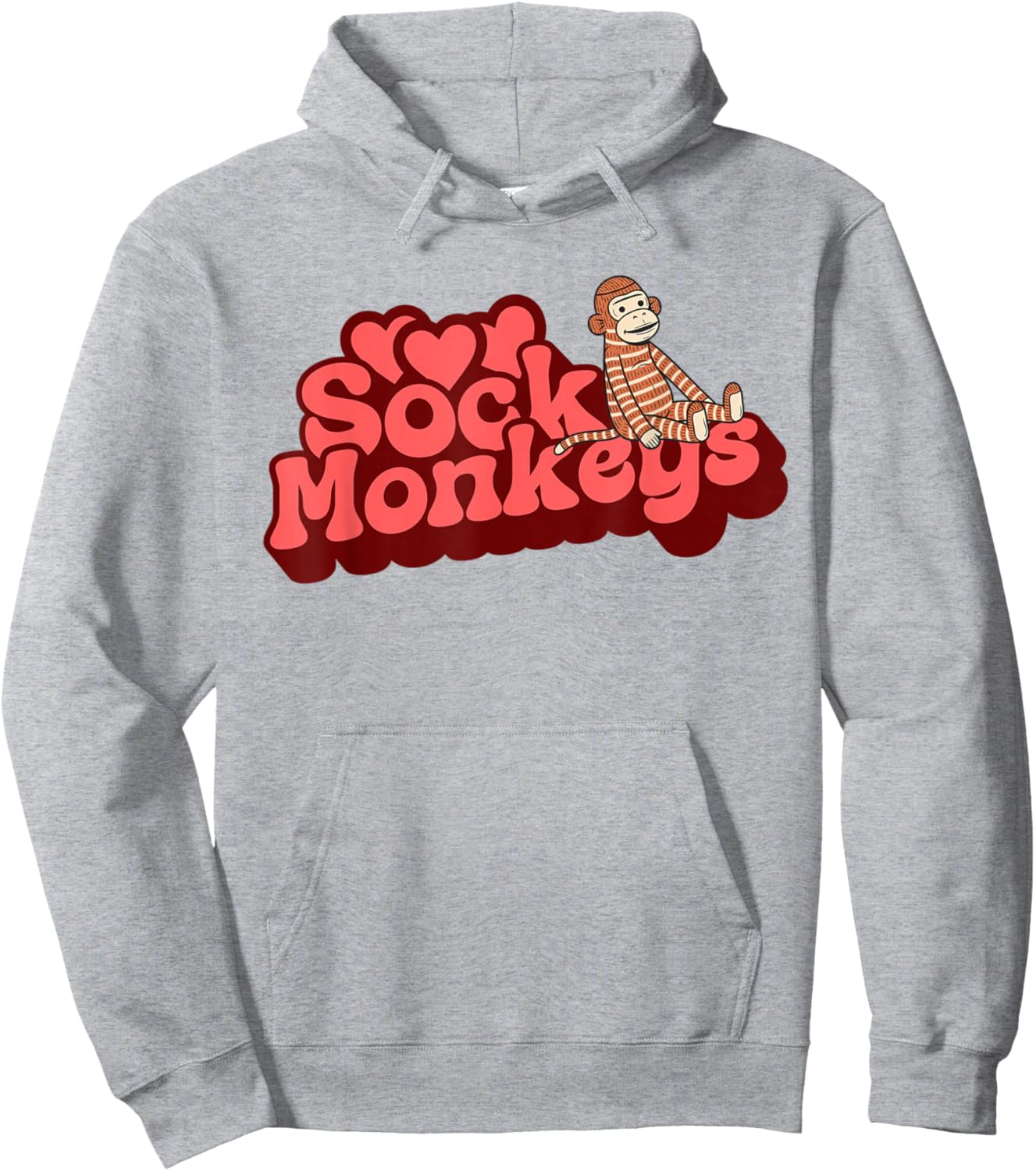 Love Sock Monkeys Retro Cute Hoodie - Hoodie | Ash