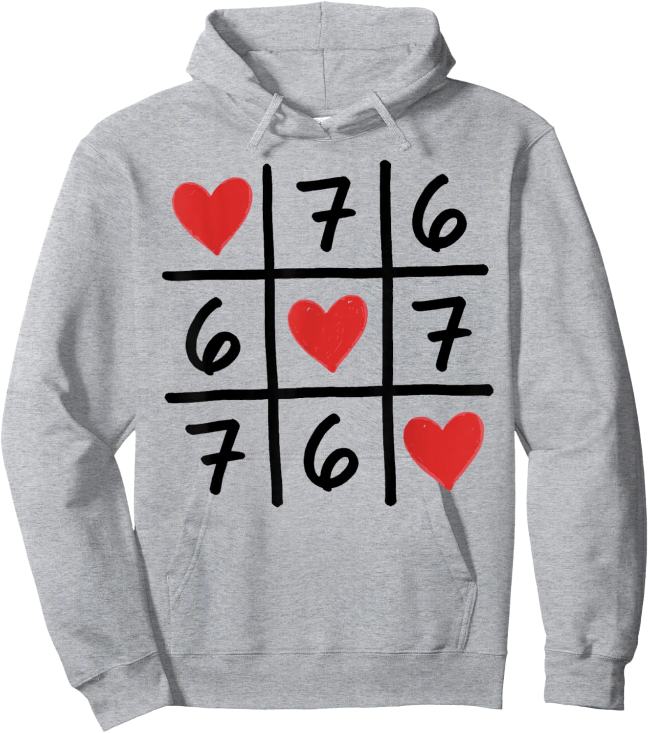 Funny 6 7 Meme Hearts Six Seven Valentines Day Hoodie - Hoodie | Ash