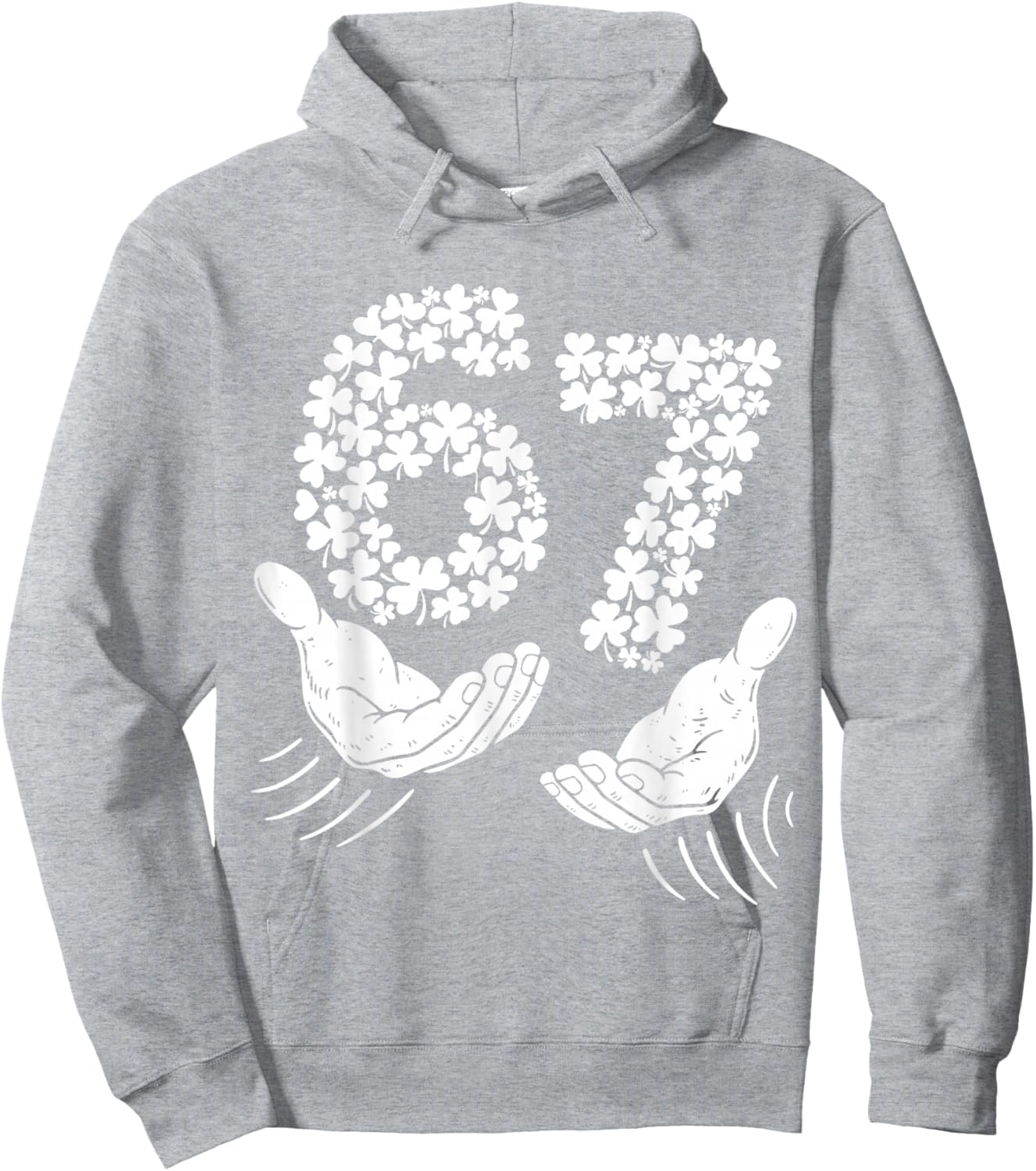 Six Seven Meme 67 St Patricks Day Shamrock Men Women Kids Hoodie - Hoodie | Ash