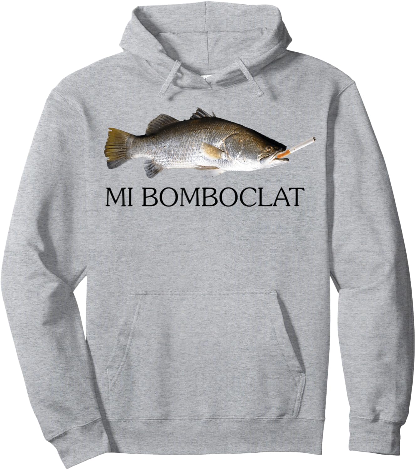 Mi Bomboclat Fish Smoking Meme Vintage Style Silly Fish Gag Hoodie - Hoodie | Ash