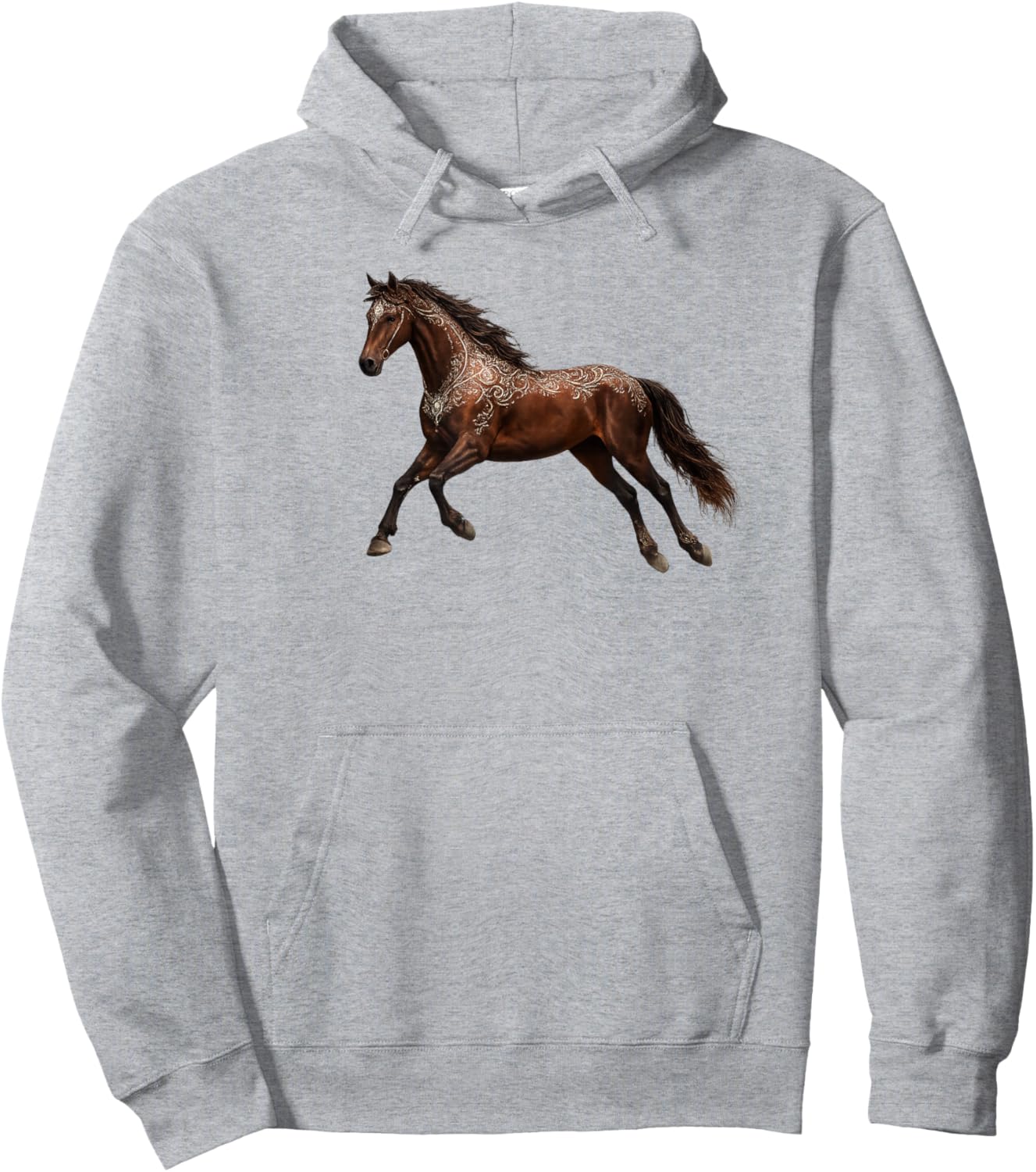 Horse Lovers Realistic Western Horse Art Hoodie - Hoodie | Ash
