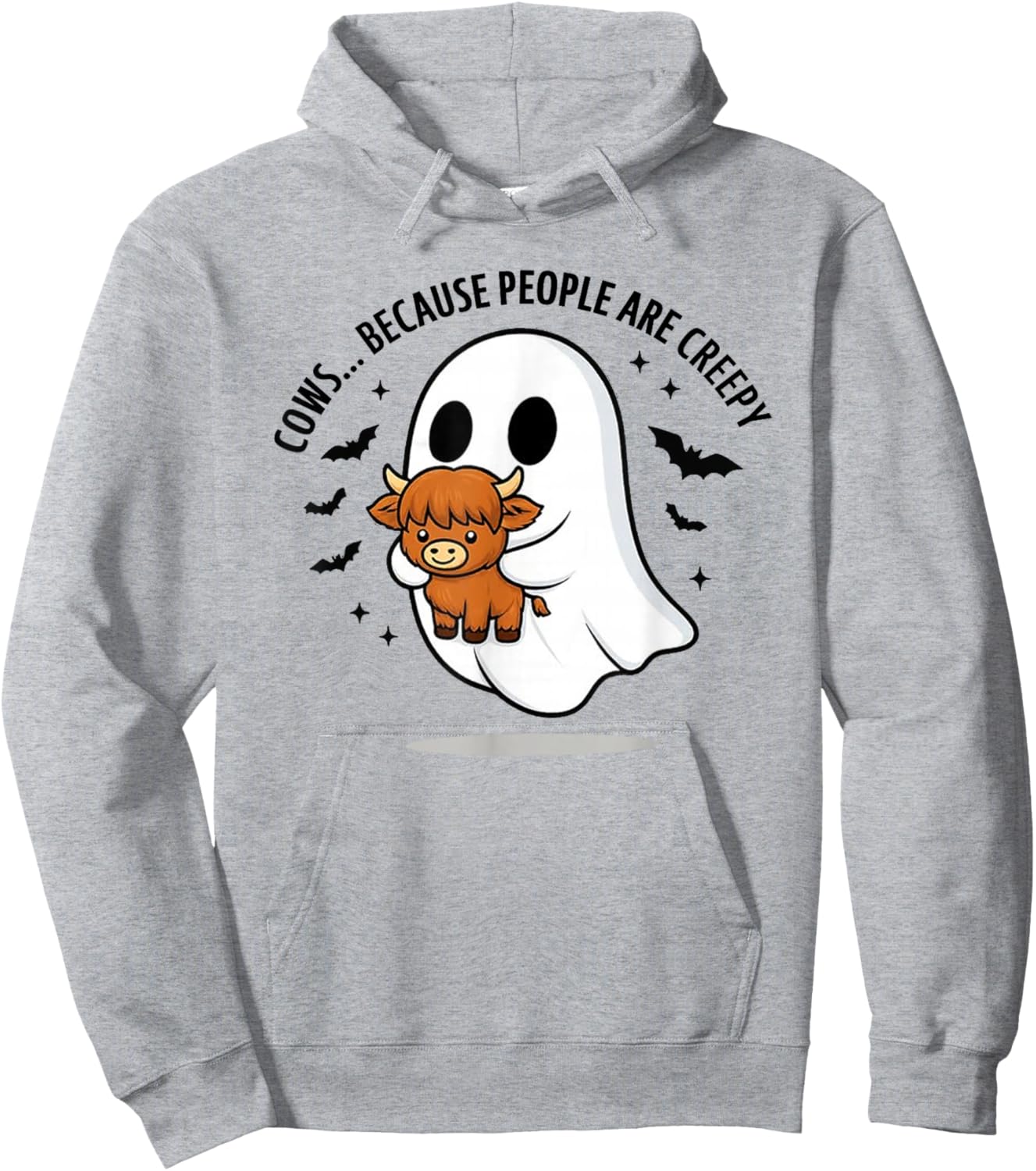 Halloween Cow Cute Ghost Cows Because People are Creepy Hoodie - Hoodie | Ash