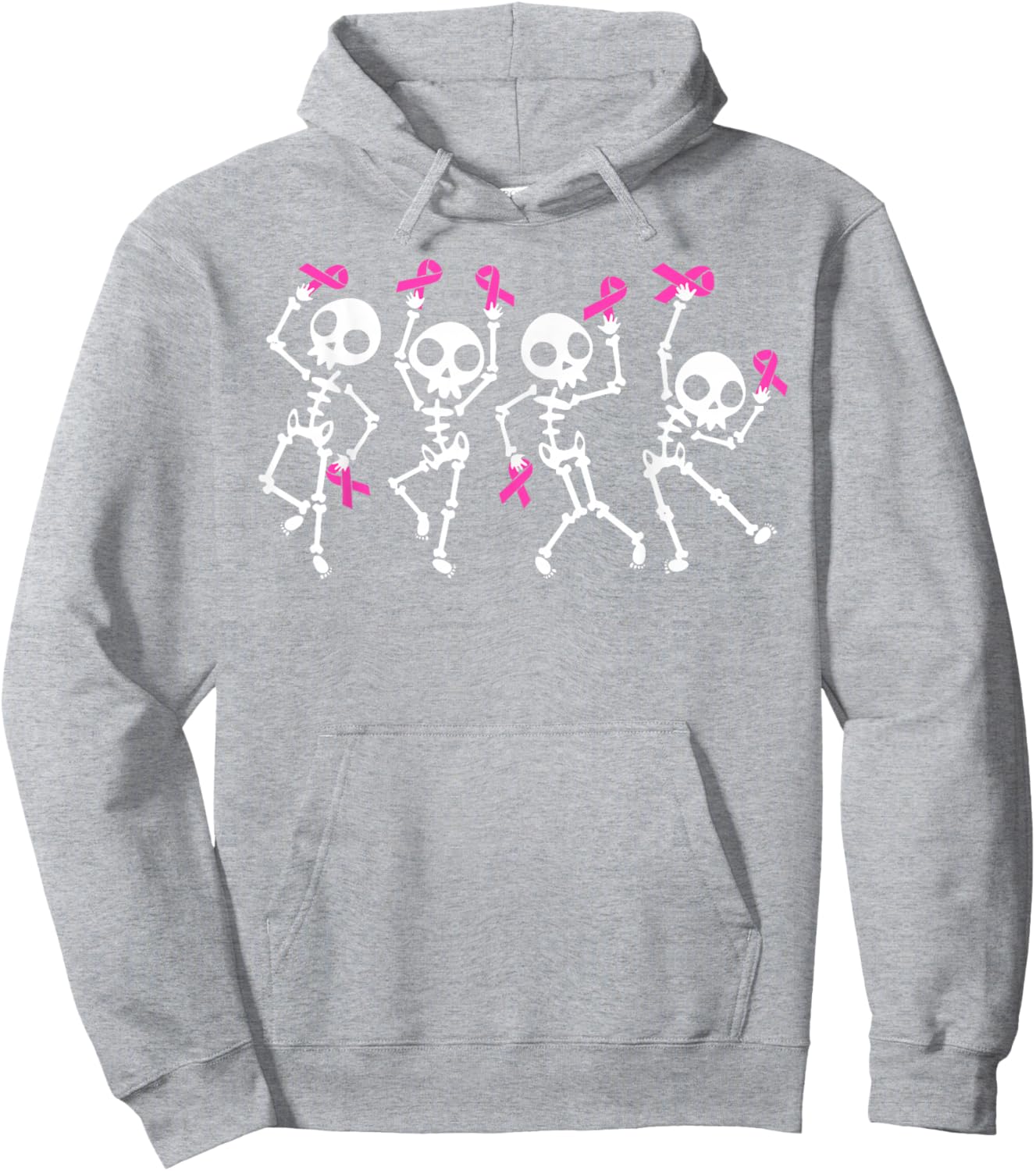 Pink Ribbon Breast Cancer Awareness Skeleton Boys Men Kids Hoodie - Hoodie | Ash