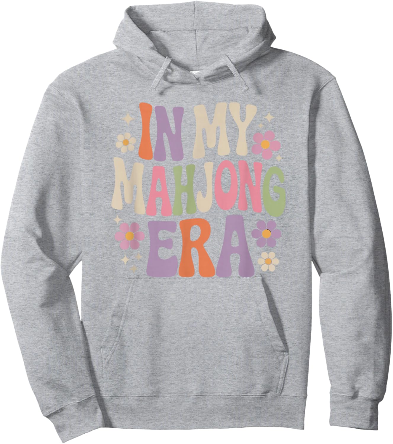 Fun Colorful Retro 70s Flowers in My Mahjong Era Hoodie - Hoodie | Ash