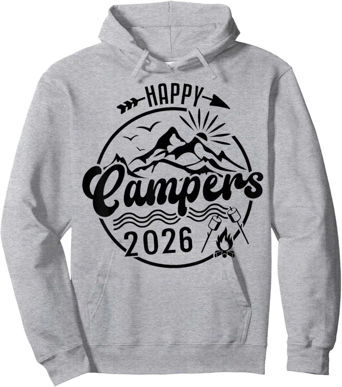 Happy Campers 2026, Friends Camping Adventures in Outdoors Hoodie - Hoodie | Ash