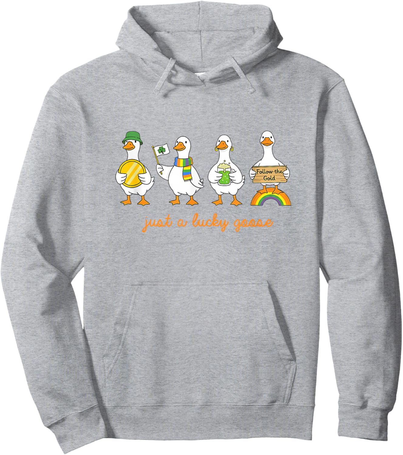 Lucky Geese Golden Coin St. Patrick’s Day Shenanigans Hoodie - Hoodie | Ash