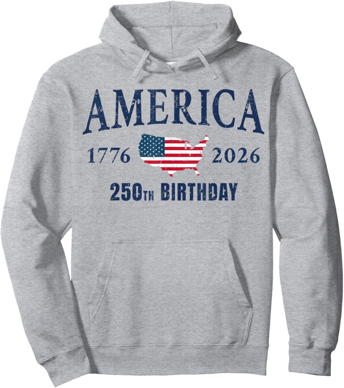 4th of July American Flag Vintage 250 Years 1776 2026 USA Hoodie - Hoodie | Ash