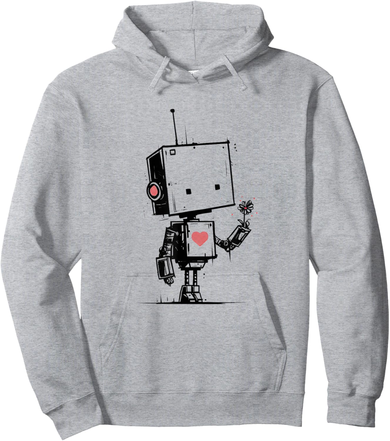 Cute Robot Valentine Love Art Kawaii Robot Romance Hoodie - Hoodie | Ash