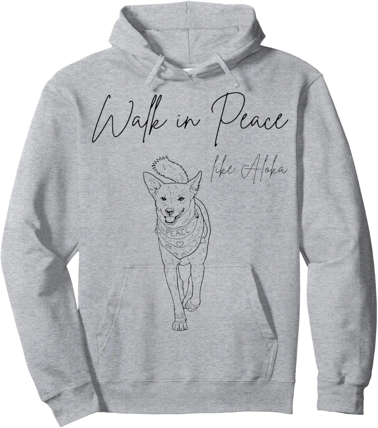 Walk for Peace Like Aloka Dog Minimalist Zen Art Hoodie - Hoodie | Ash