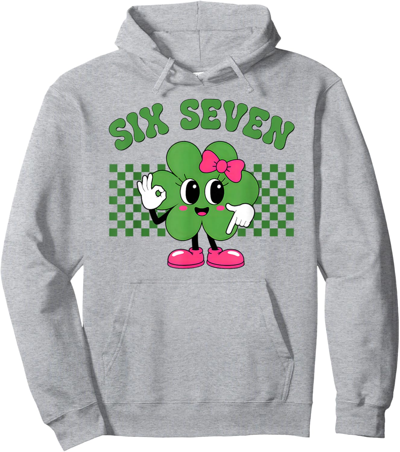 Six Seven 67 Meme St Patricks Day Shamrock Boys Girls Kids Hoodie - Hoodie | Ash