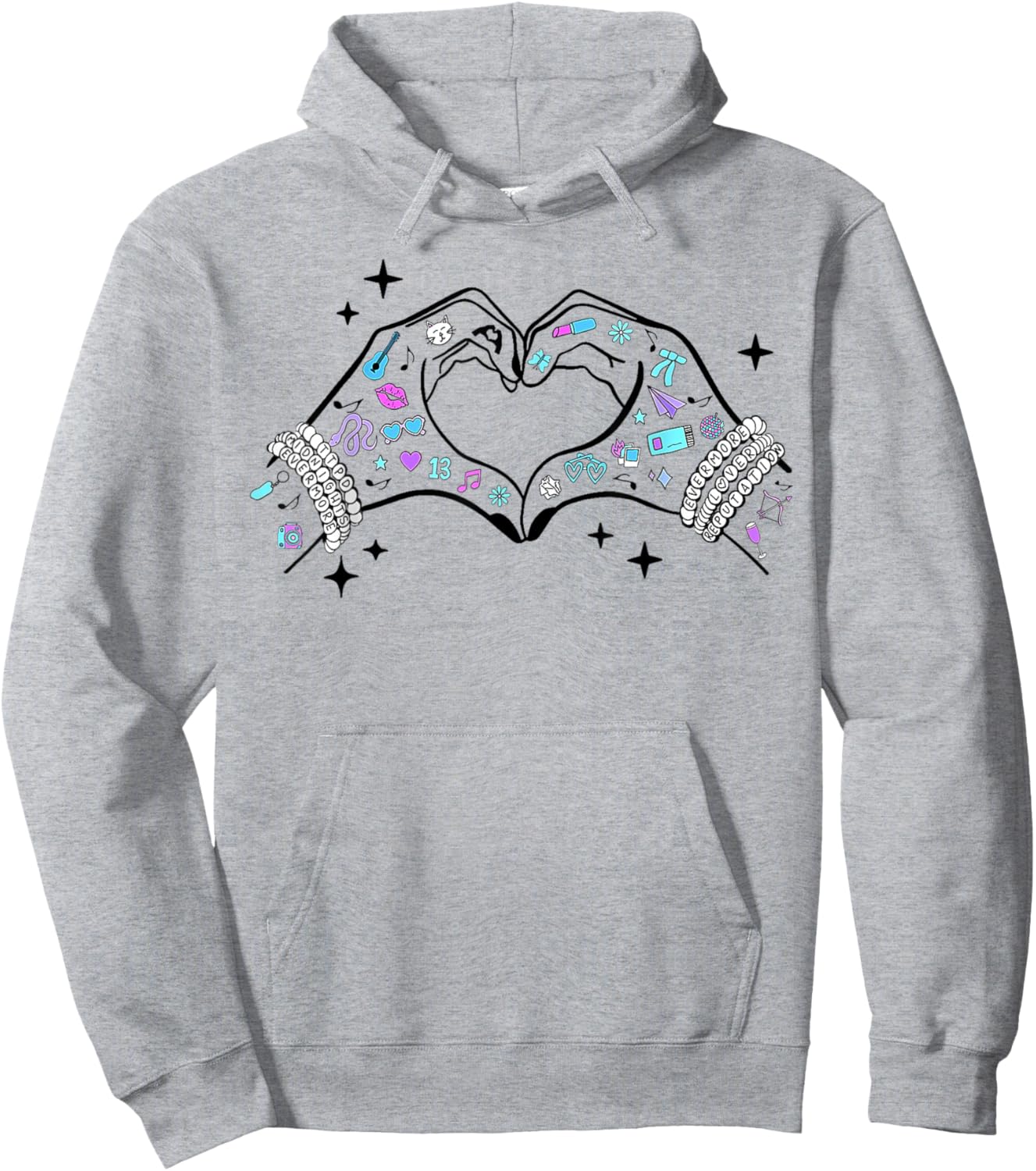 Heart Hands Taylor First Name Girl Retro Groovy 70's 80's Hoodie - Hoodie | Ash