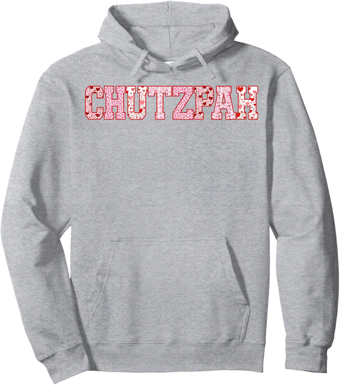 Chutzpah Retro Funny Cute Valentine Jewish Humor Couples Hoodie - Hoodie | Ash