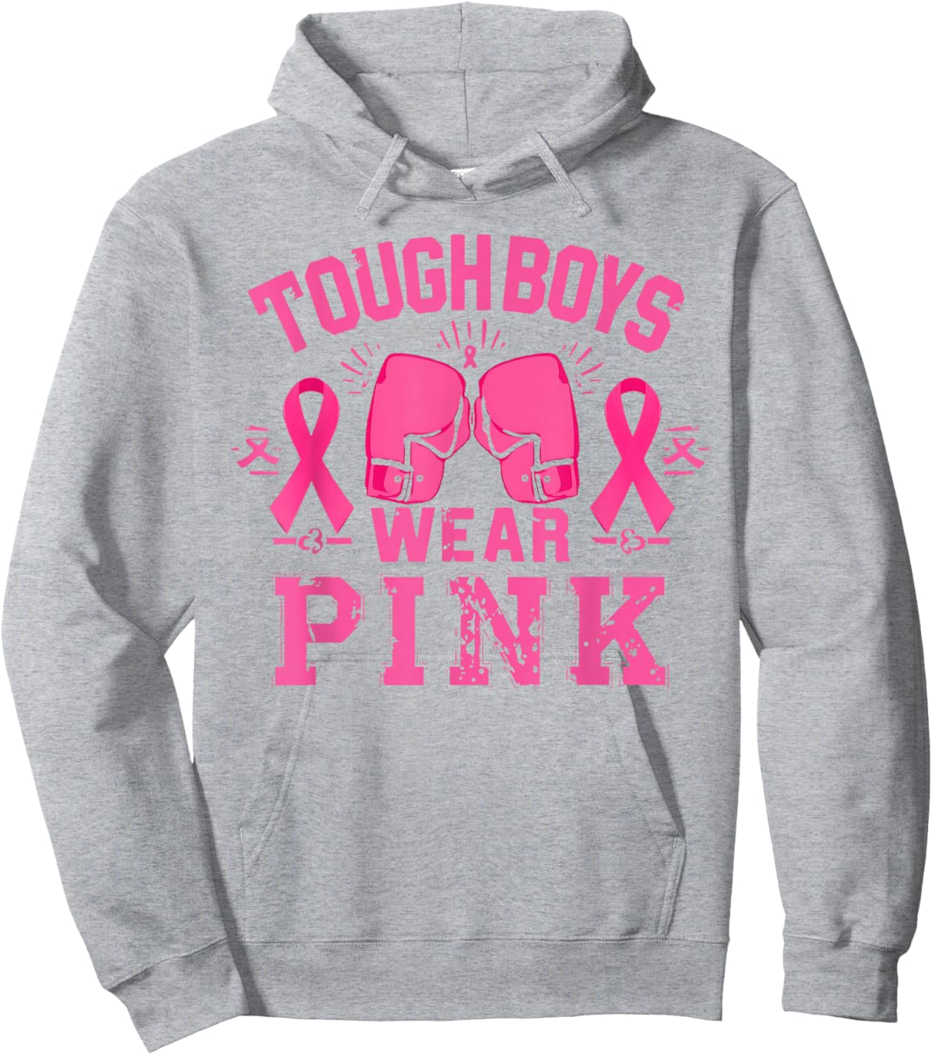 Tough Boys Wear Pink Breast Cancer Awareness Shirts Men Boys Hoodie - Hoodie | Ash