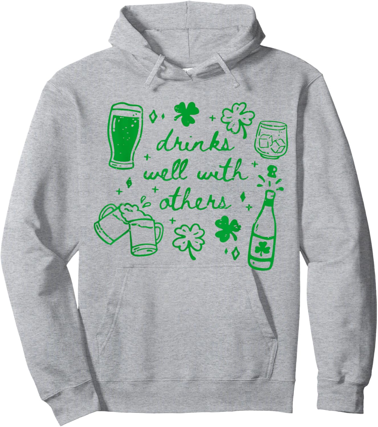 Funny St Patricks Day Drinks Well with Others Irish Drinking Hoodie - Hoodie | Ash