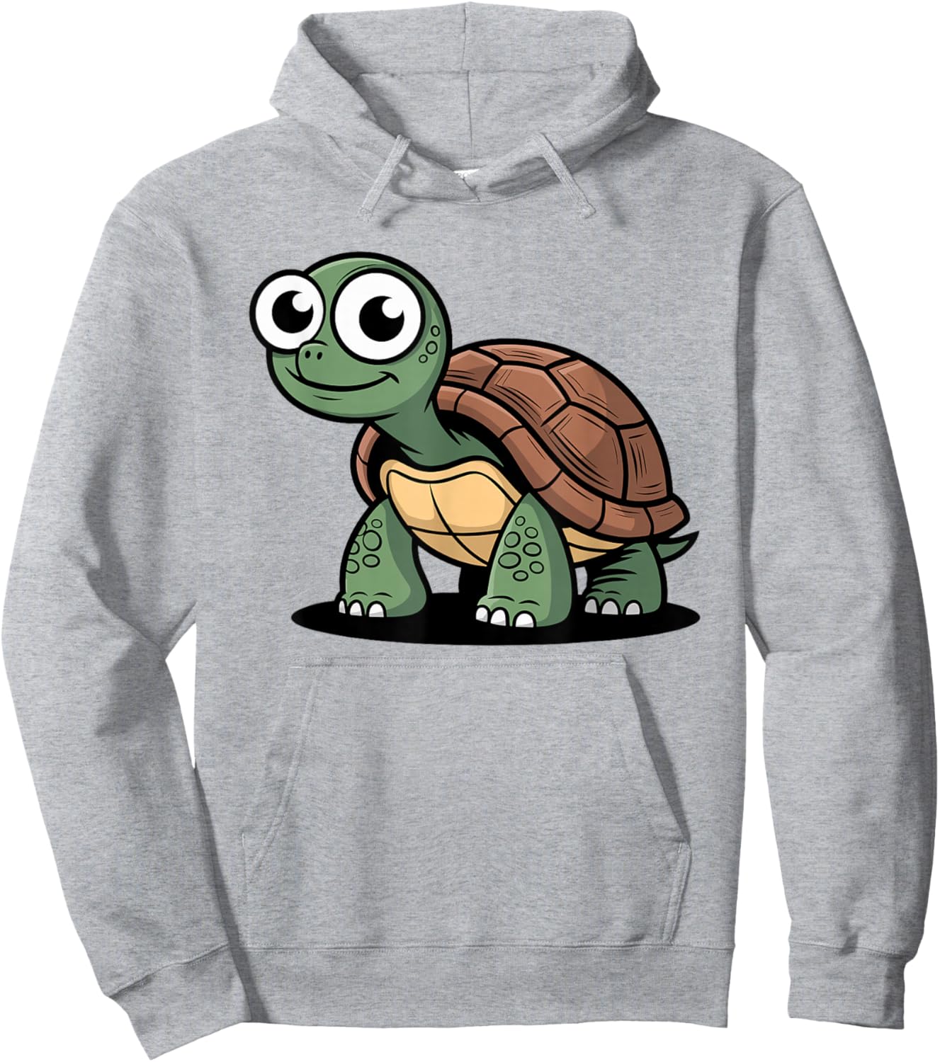 Cartoon Turtle with Goofy Eyes and Brown Shell Hoodie - Hoodie | Ash