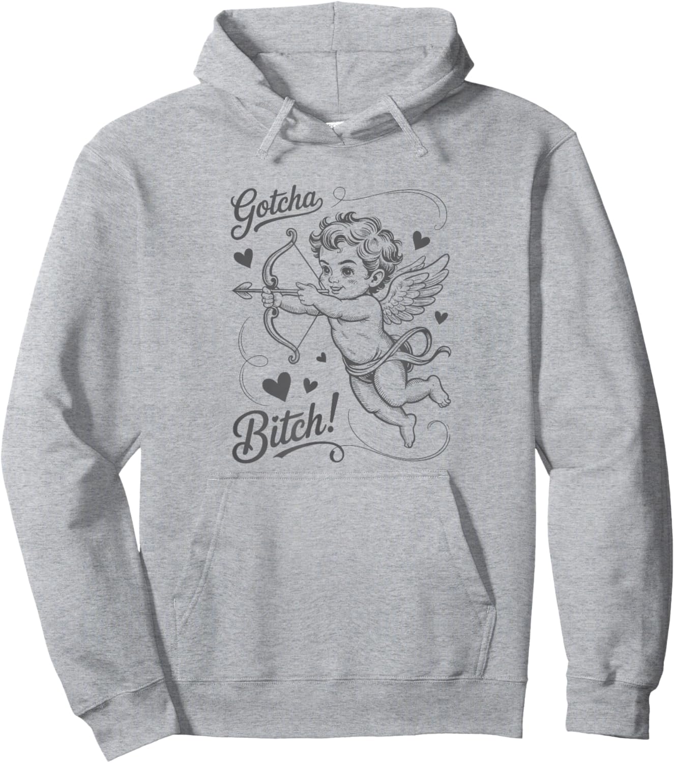 Gotcha Bitch Vintage Cupid Valentine Hoodie - Hoodie | Ash