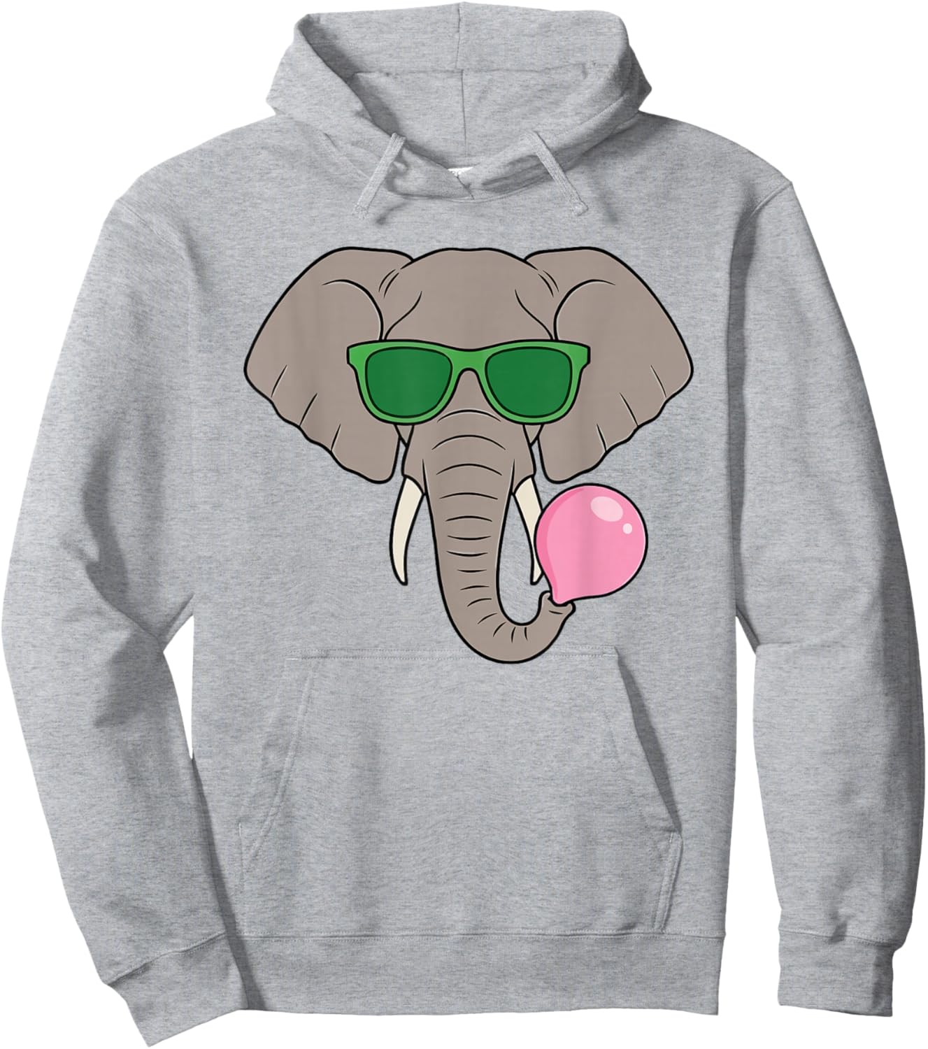 Funny Elephant Wearing Green Shades Blowing Bubble Gum Hoodie - Hoodie | Ash