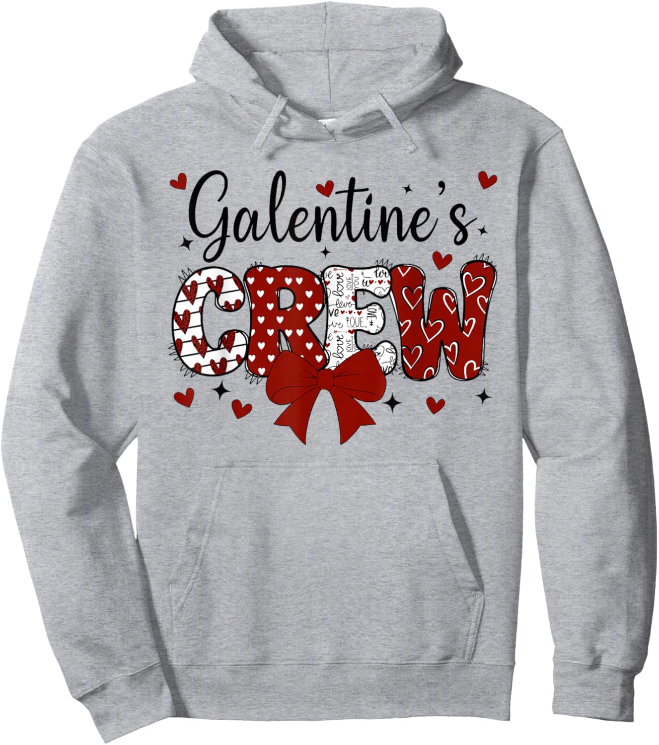 Happy Galentines Day Crew Cute Coquette Bow Galentine 2026 Hoodie - Hoodie | Ash