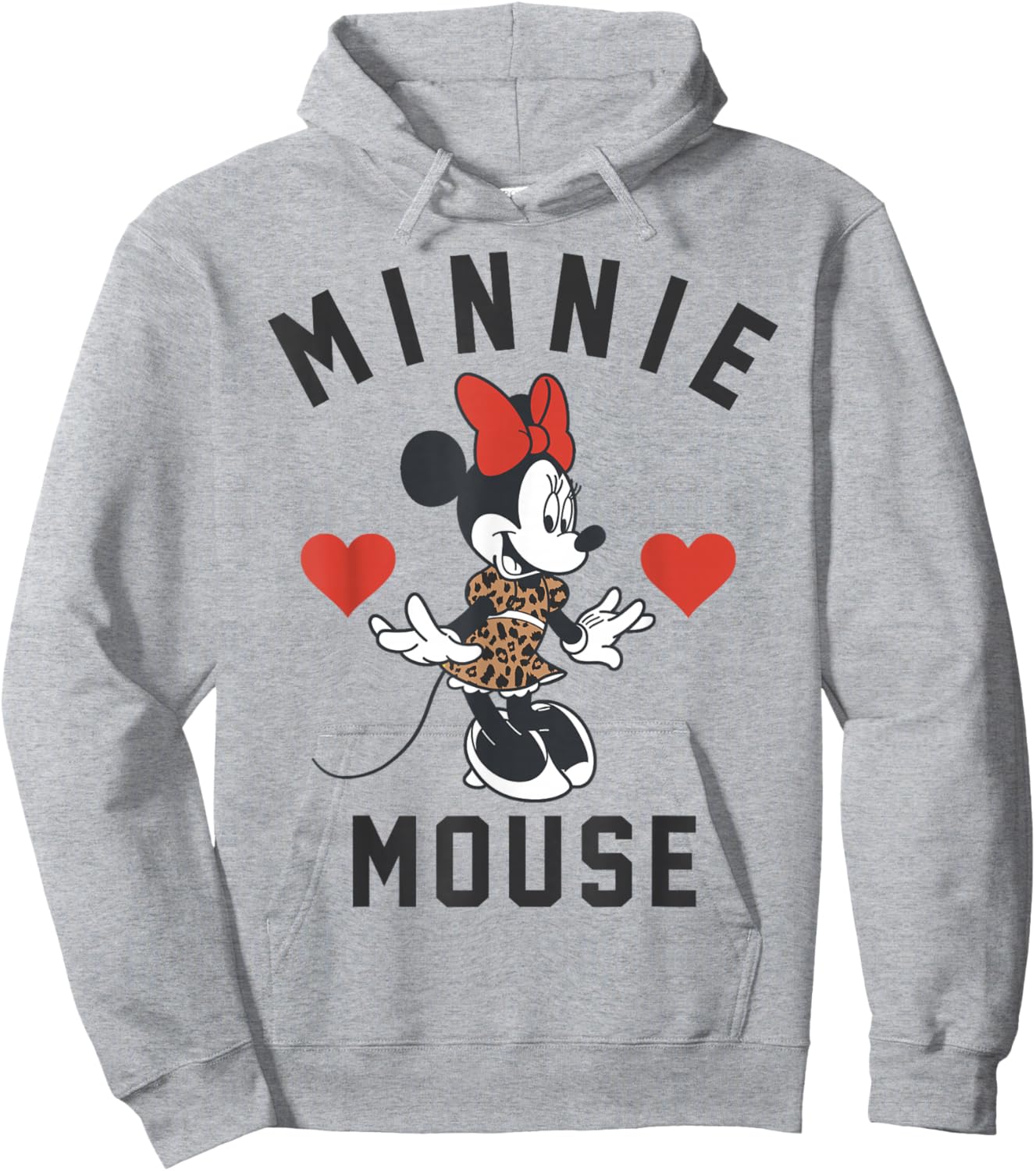 Disney Minnie Mouse Wearing A Cute Leopard-Print Dress Hoodie - Hoodie | Ash