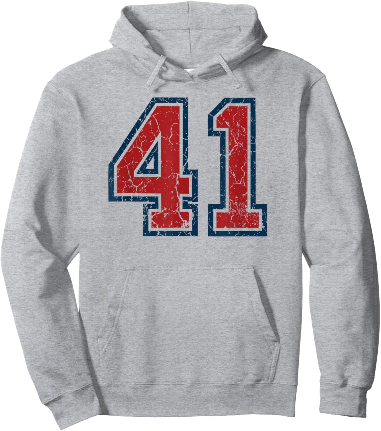 Red and Blue Sports Number 41 Jersey Uniform Player Fan Hoodie - Hoodie | Ash