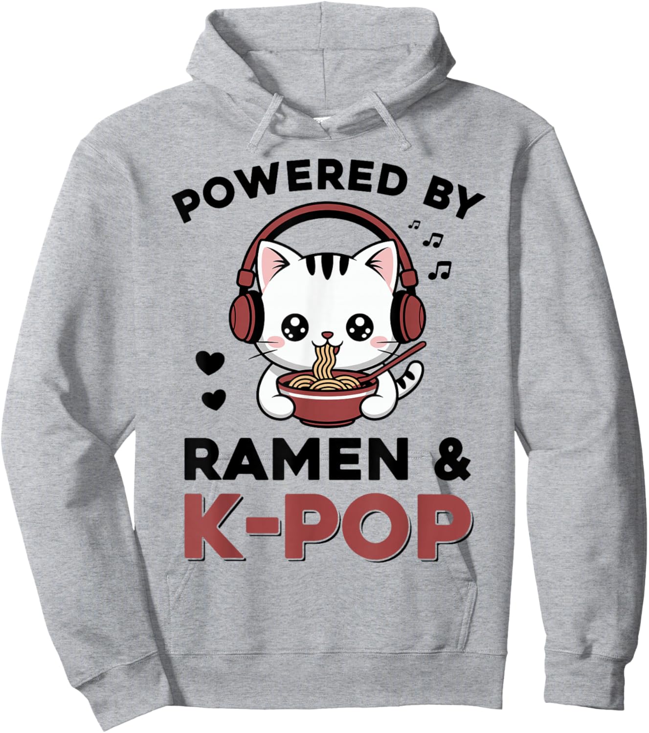 Kawaii Ramen Kpop Powered by Ramen & K-Pop Kawaii Cat K Pop Hoodie - Hoodie | Ash
