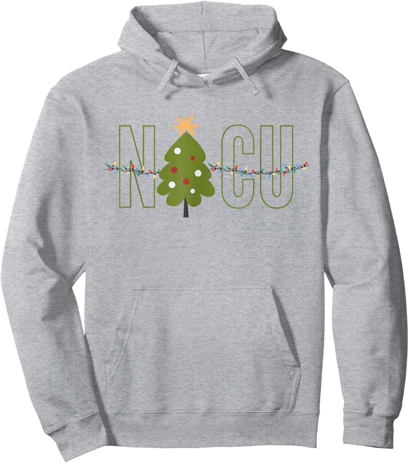 Retro NICU Crew Christmas Tree Nurse Funny Hoodie - Hoodie | Ash
