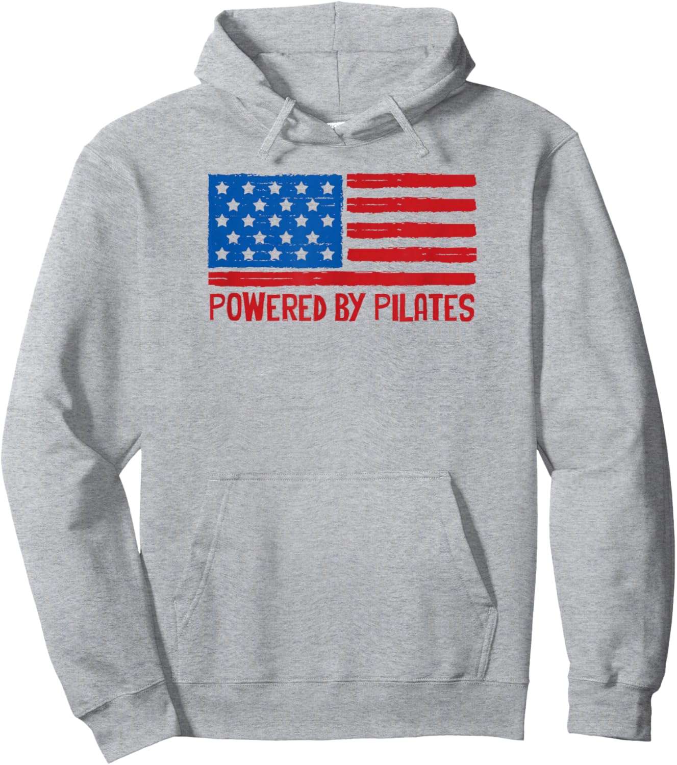 Patriotic American Powered by Pilates Flag 4th of July USA Hoodie - Hoodie | Ash