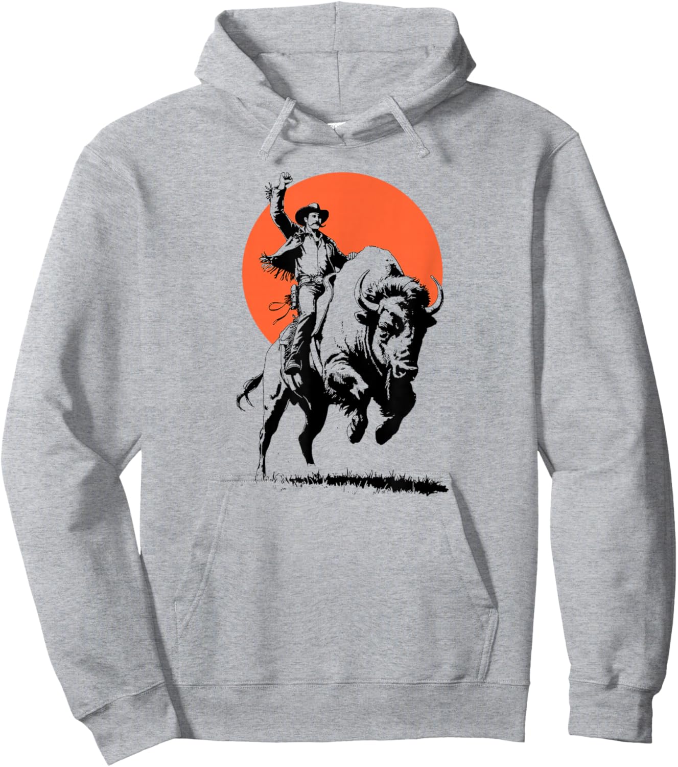 Bison Rider Cowboy Dude on an American Buffalo Hoodie - Hoodie | Ash