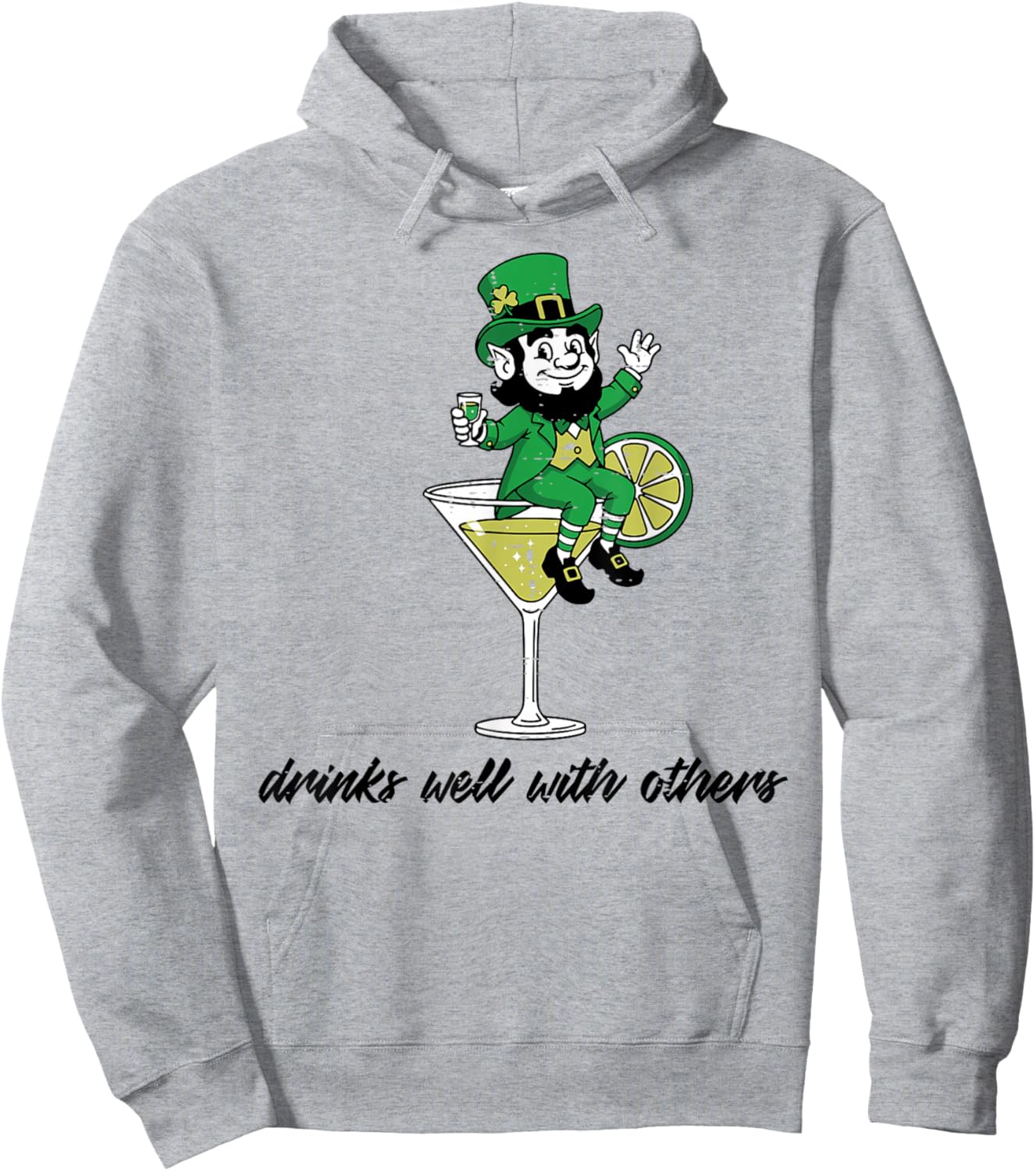 St Patricks Day Leprechaun Drinks Well with Others Men Women Hoodie - Hoodie | Ash