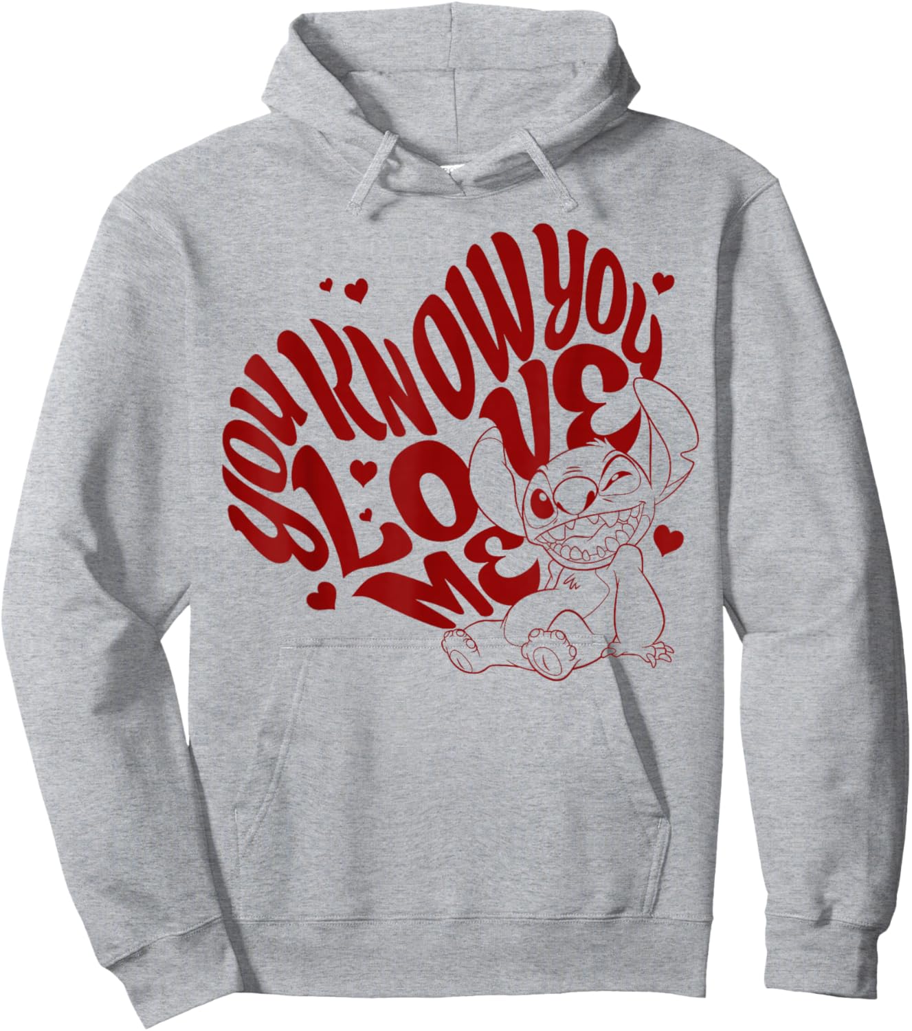 Disney Lilo & Stitch Valentine's You Know You Love Me Stitch Hoodie - Hoodie | Ash