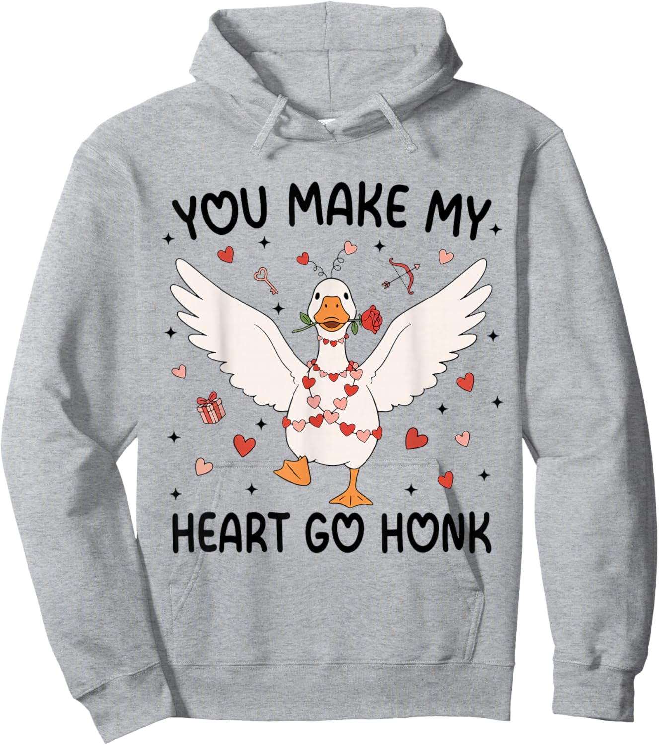 Cute You Make My Heart Go Honk Funny Valentine Goose Lover Hoodie - Hoodie | Ash