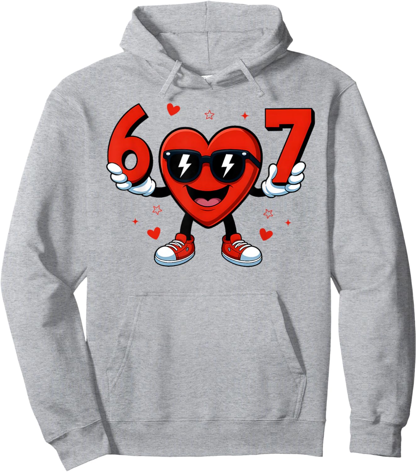 Funny Six Seven 6 7 Valentines Day Boys Girls Kids 67 Meme Hoodie - Hoodie | Ash