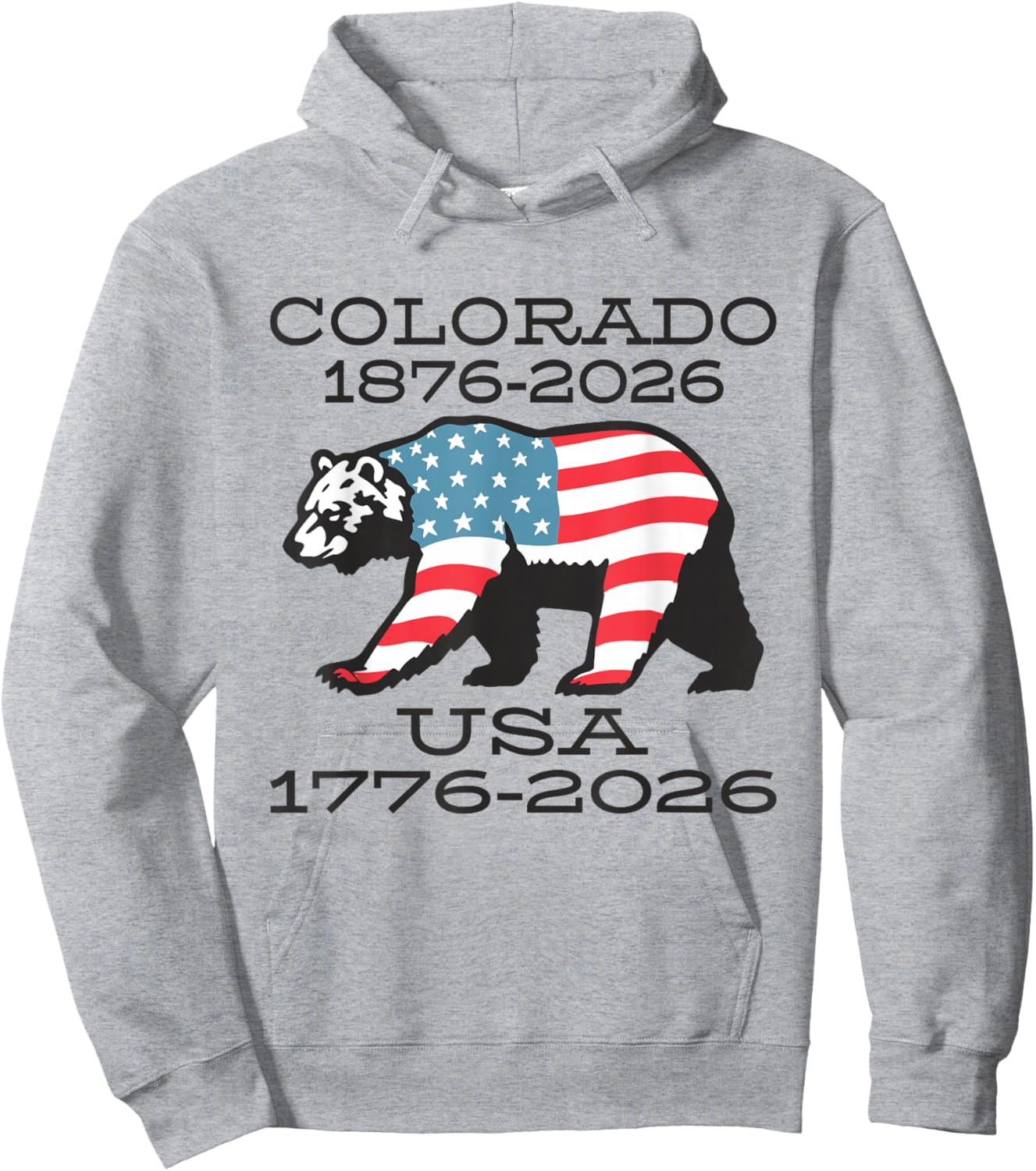 Colorado USA American Flag Bear 150/250 Celebration Artwork Hoodie - Hoodie | Ash