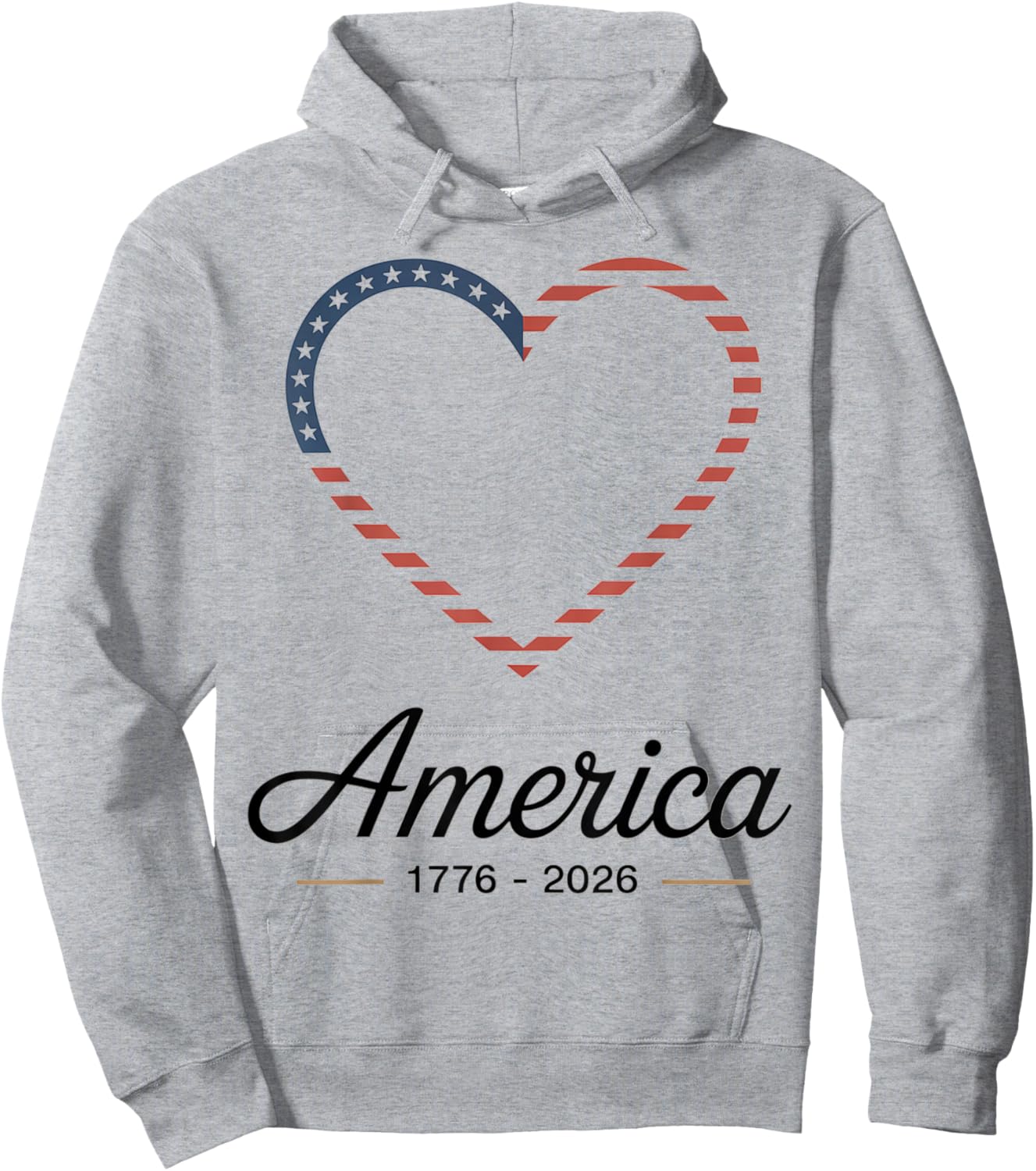 Flag Heart 1776 2026 July 4th 250th Birthday Hoodie - Hoodie | Ash