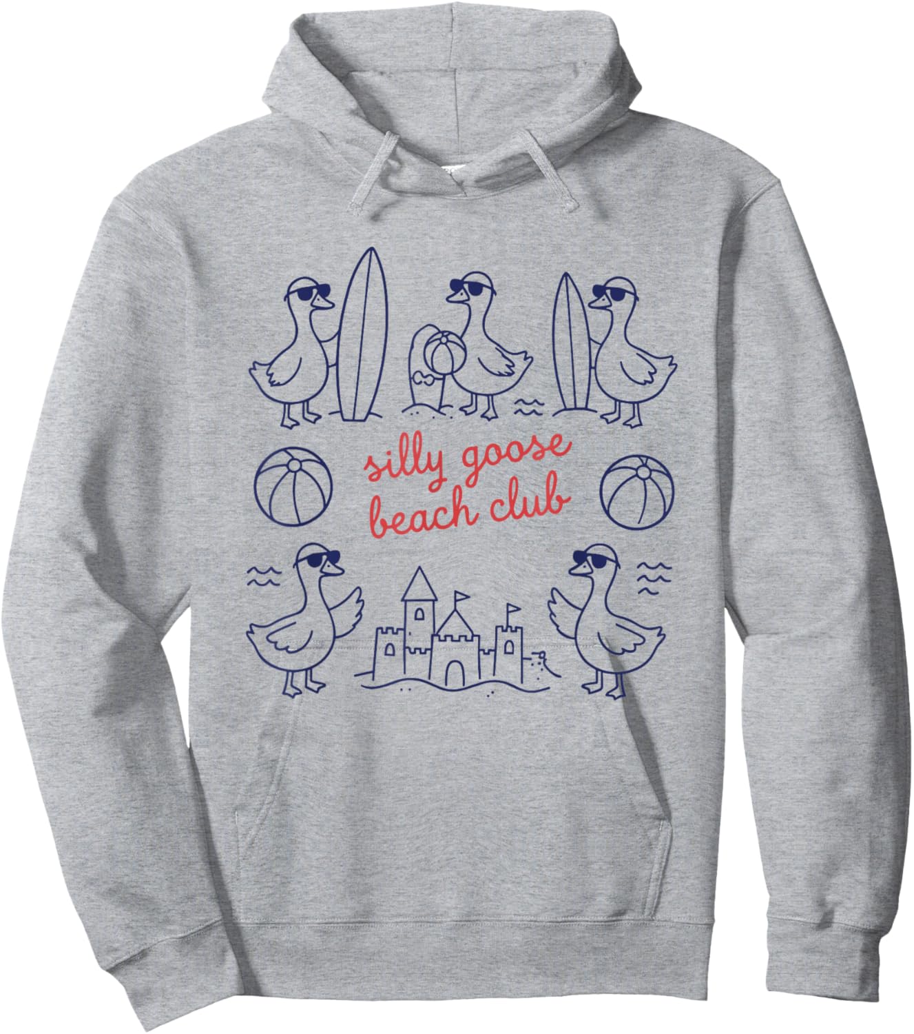 Silly Goose Beach Club Summer Ocean Vacation Hoodie - Hoodie | Ash